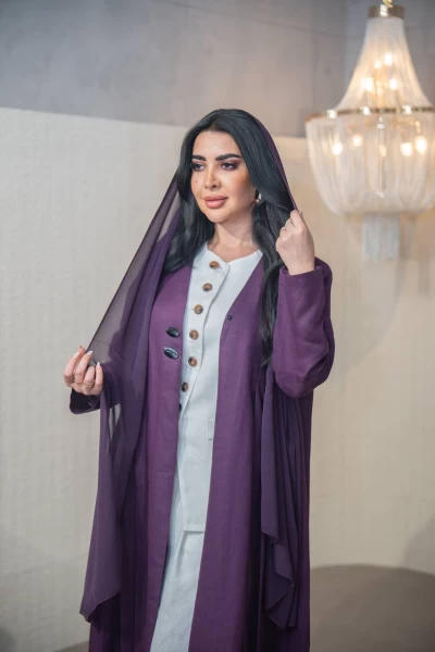 Purple Linen Abaya C:IB320